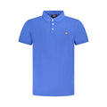 Norway 1963 men's blue cotton polo shirt with a classic collar and short sleeves, displayed on a neutral background.