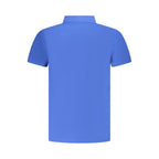 Blue cotton men's polo shirt by Norway 1963, featuring a classic fit and subtle branding, displayed on a neutral background.