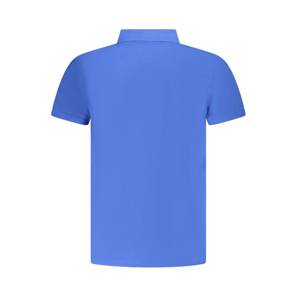 Blue cotton men's polo shirt by Norway 1963, featuring a classic fit and subtle branding, displayed on a neutral background.