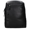 Piquadro black leather backpack with multiple compartments, sturdy straps, and sleek design for everyday use.