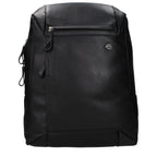 Piquadro black leather backpack with multiple compartments, sturdy straps, and sleek design for everyday use.