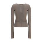 Gray Rick Owens viscose shirt displayed on a hanger, featuring a relaxed fit and minimalist design.