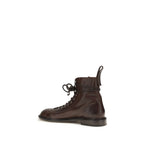 Versace Brown Calf Leather Bos Taurus Lace-Up Boots Versace