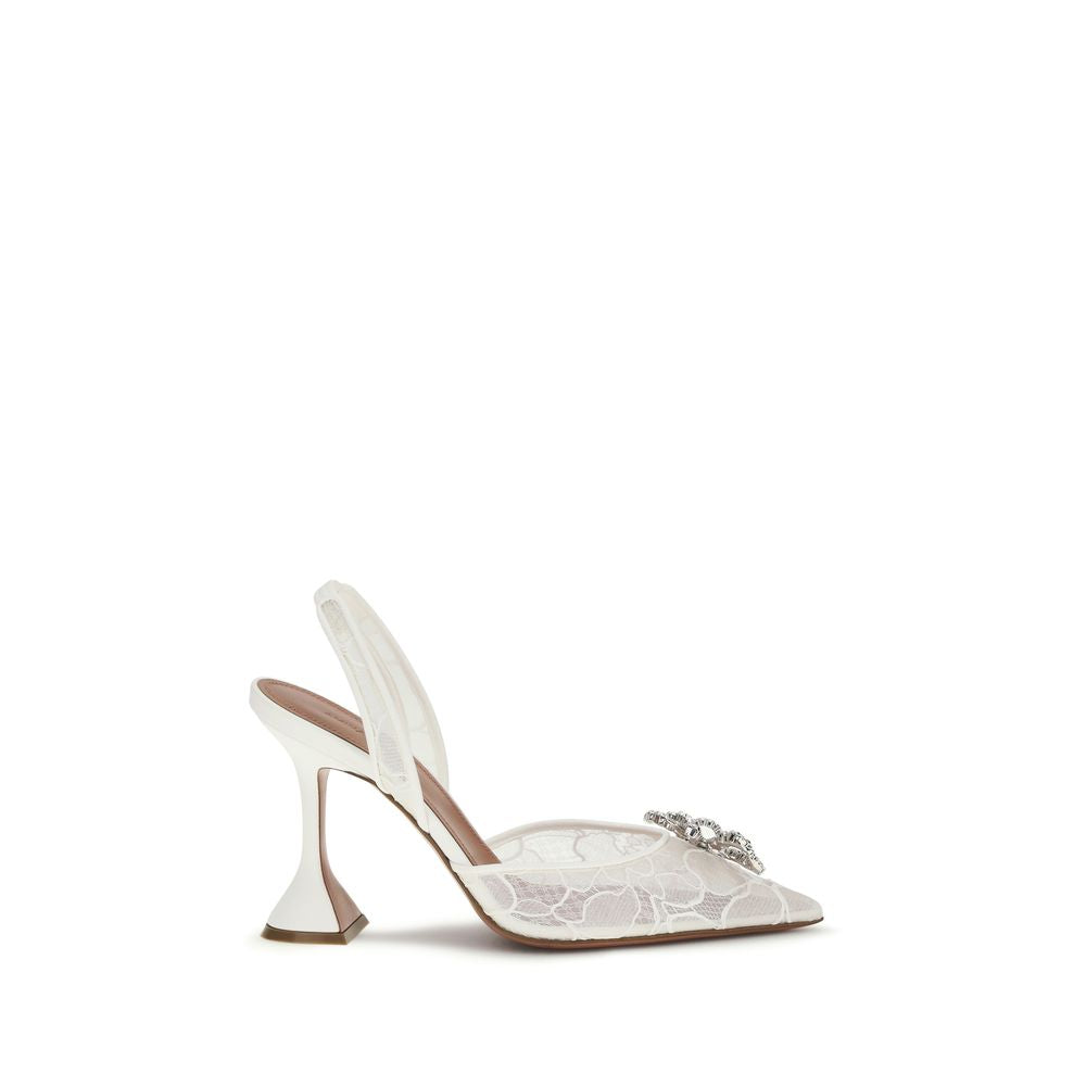 Amina Muaddi White Fabric High Heel Pumps Amina Muaddi