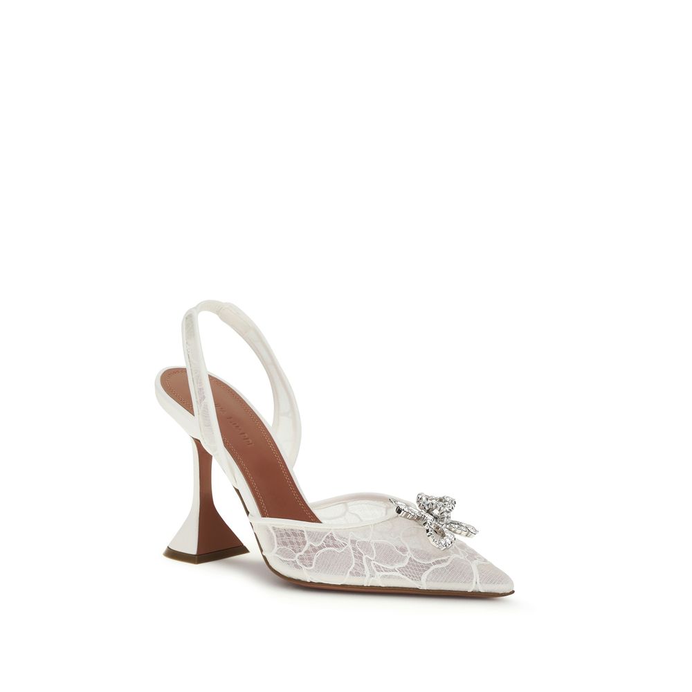 Amina Muaddi White Fabric High Heel Pumps Amina Muaddi