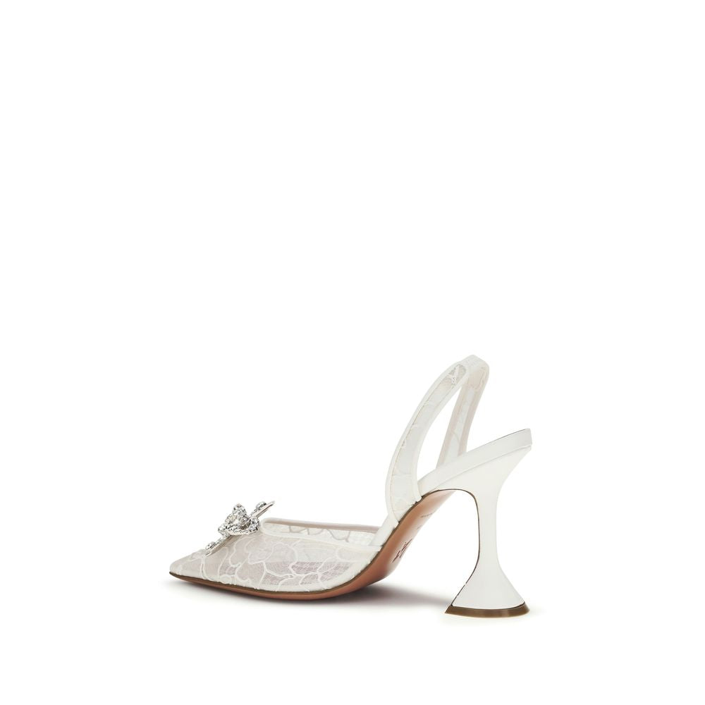 Amina Muaddi White Fabric High Heel Pumps Amina Muaddi