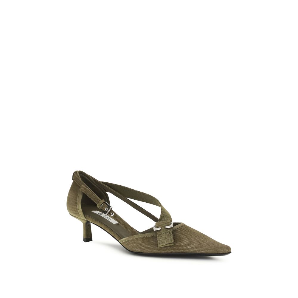 Prada Bicolor Cotton Mid Heel Pumps Prada