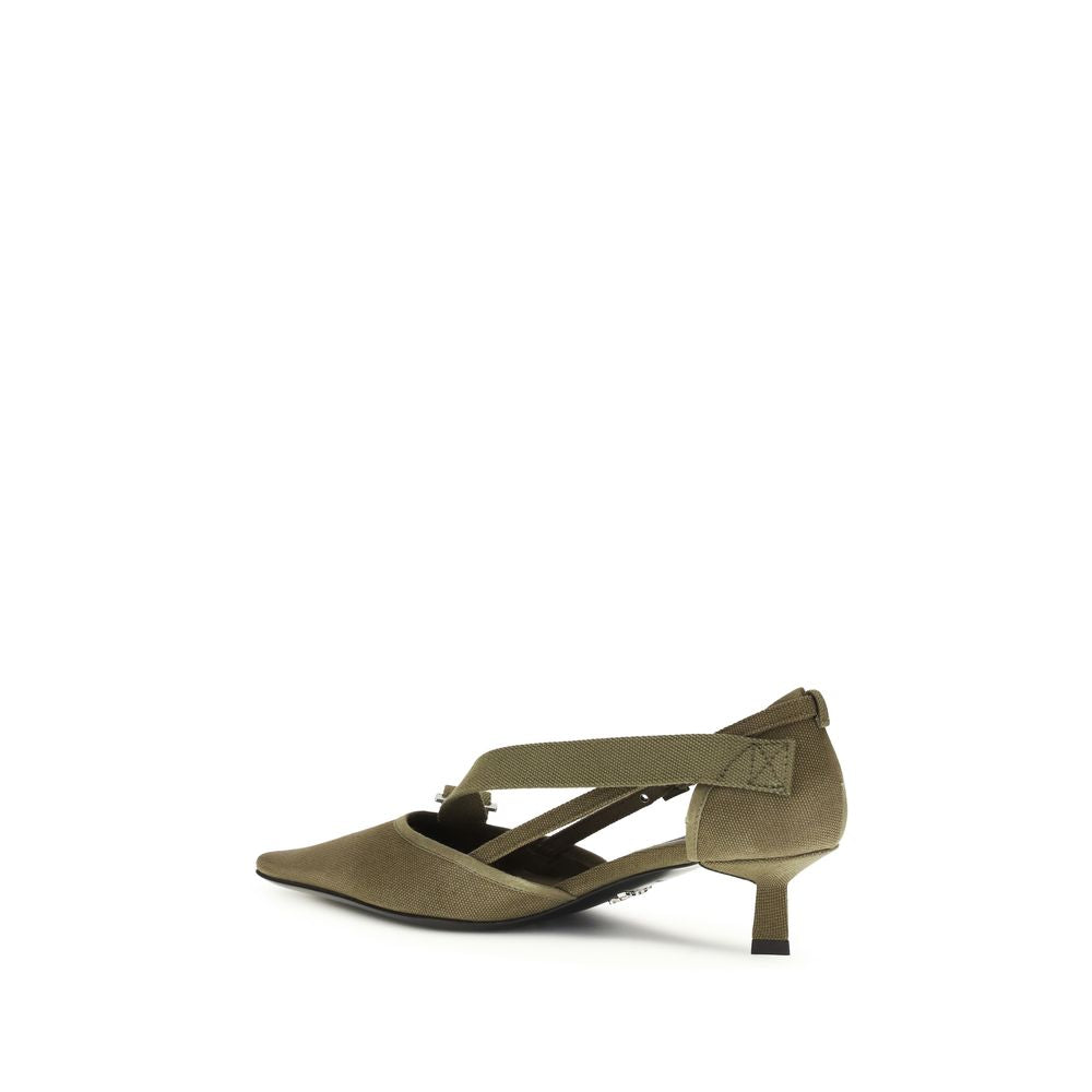 Prada Bicolor Cotton Mid Heel Pumps Prada