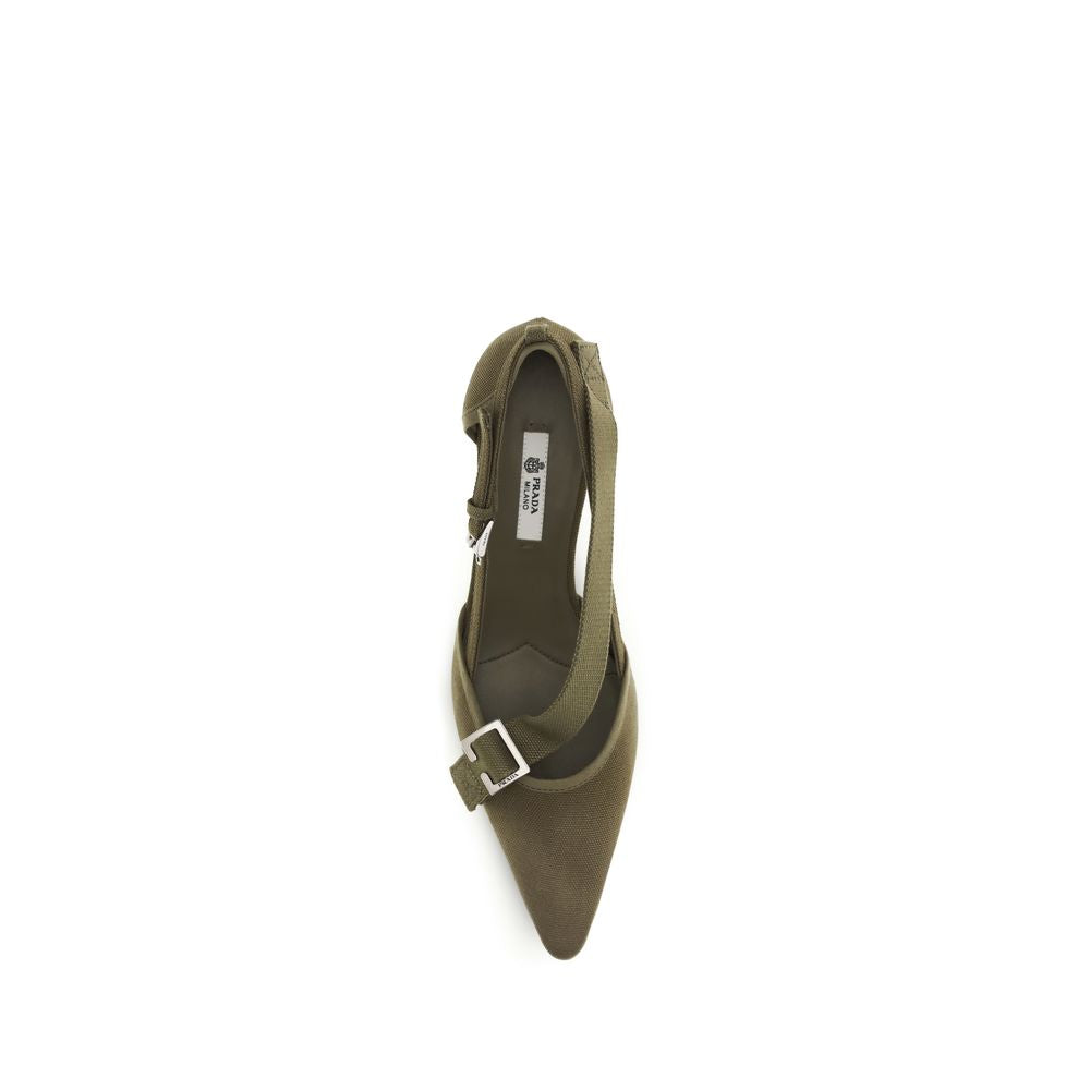 Prada Bicolor Cotton Mid Heel Pumps Prada