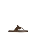 Prada Brown Calf Leather Bos Taurus Flat Sandals Prada
