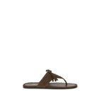 Prada Brown Calf Leather Bos Taurus Flat Sandals Prada