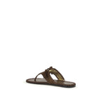 Prada Brown Calf Leather Bos Taurus Flat Sandals Prada