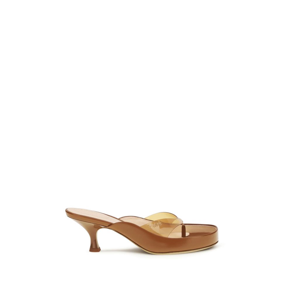 Chloé Brown Calf Leather Bos Taurus Stiletto Heel Sandals Chloé