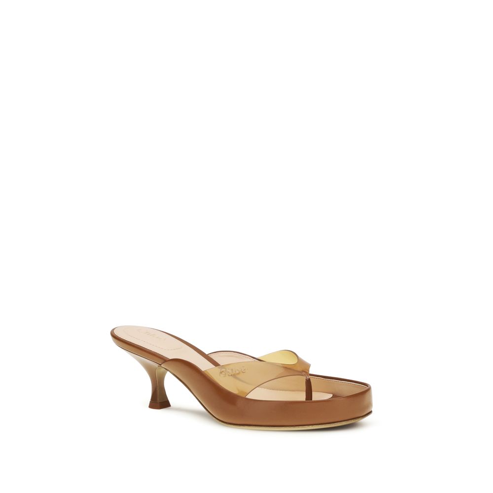 Chloé Brown Calf Leather Bos Taurus Stiletto Heel Sandals Chloé