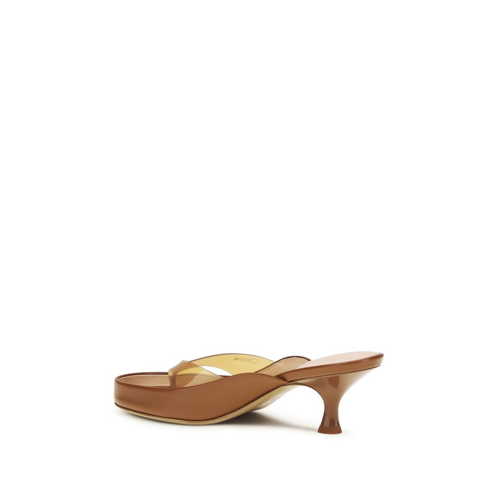 Chloé Brown Calf Leather Bos Taurus Stiletto Heel Sandals Chloé