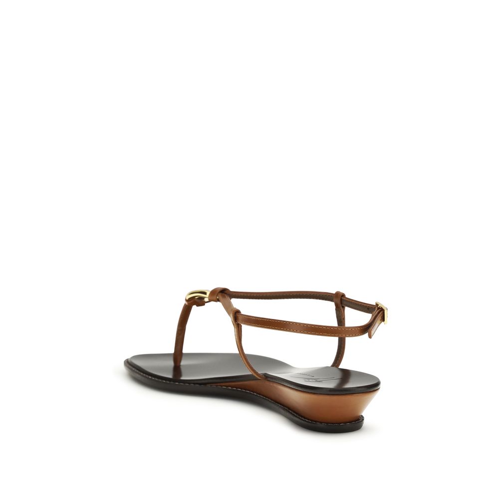 Giuseppe Zanotti Brown Calf Leather Bos Taurus Wedge Sandals Giuseppe Zanotti