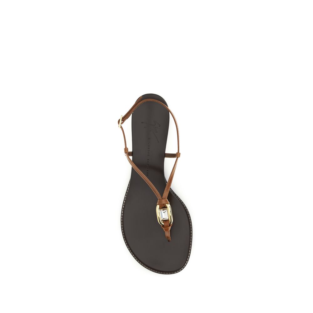 Giuseppe Zanotti Brown Calf Leather Bos Taurus Wedge Sandals Giuseppe Zanotti