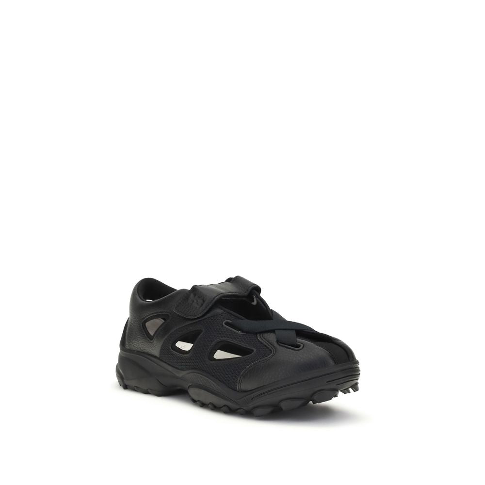 Y-3 Black Calf Leather Bos Taurus Flat Sandals Y-3