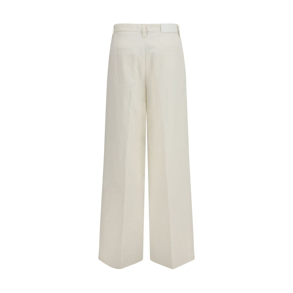 7FOR White Cotton Casual Pants 7FOR