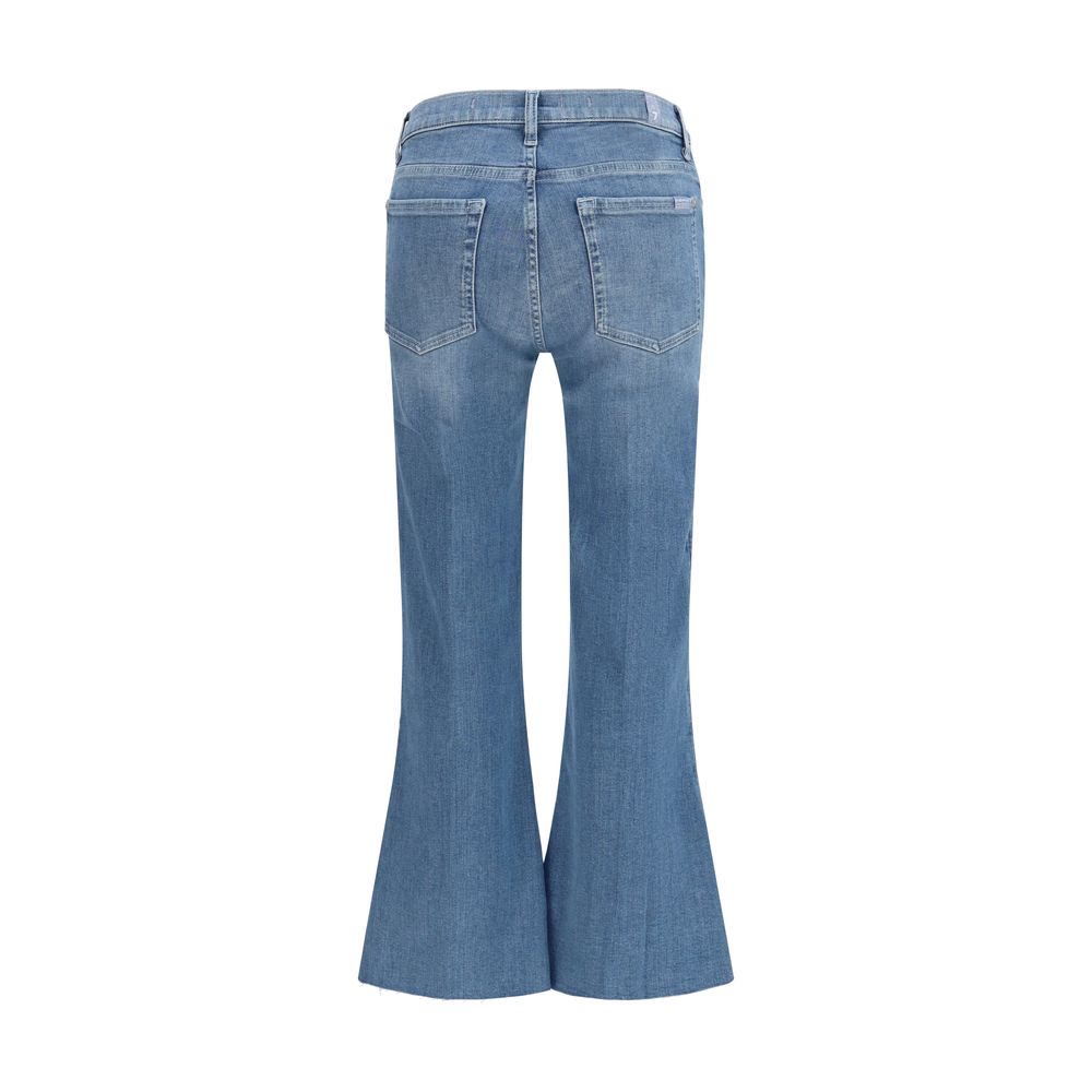 7FOR Blue Cotton Flared Jeans 7FOR