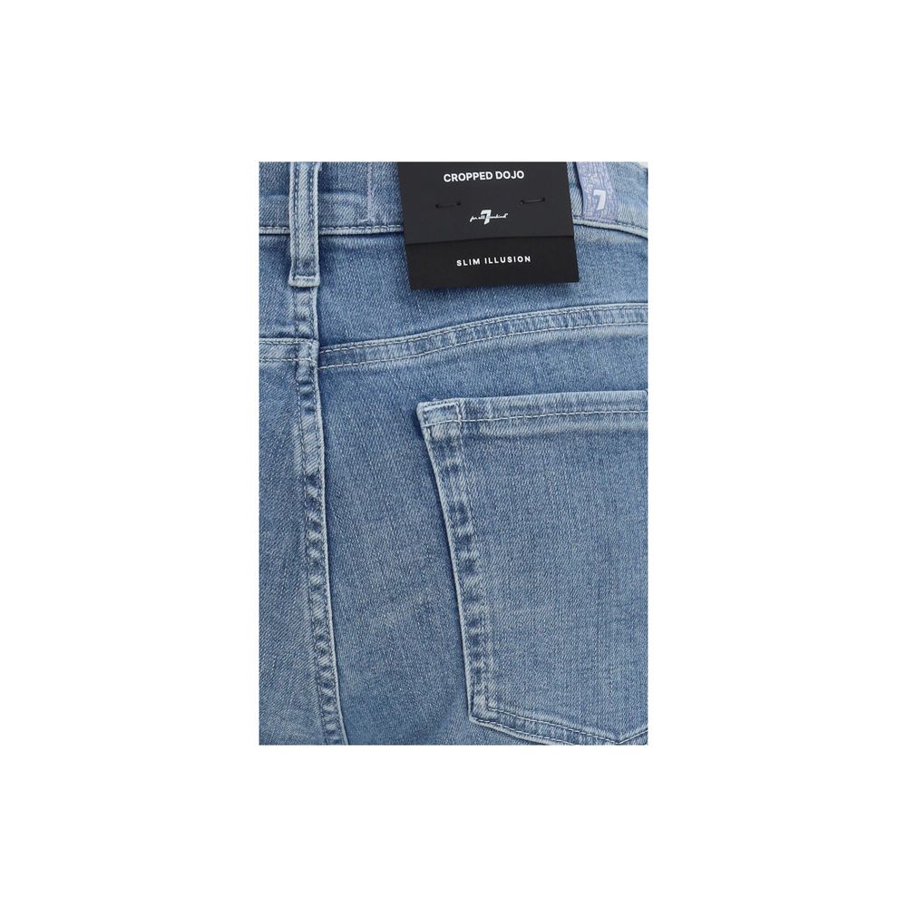 7FOR Blue Cotton Flared Jeans 7FOR