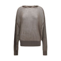 Rick Owens gray cashmere hoodie featuring a relaxed fit and soft texture, displayed on a plain background.
