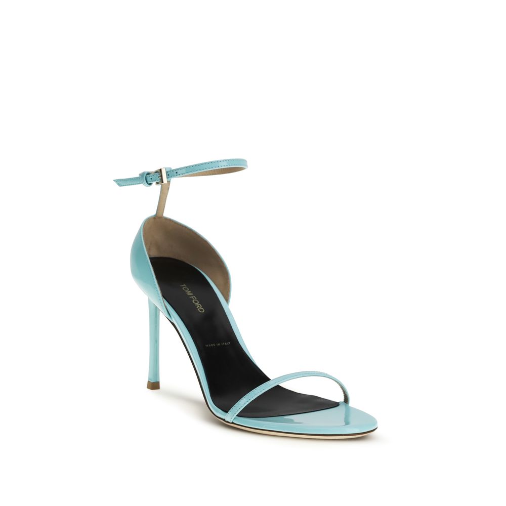 Tom Ford Blue Calf Leather Bos Taurus Stiletto Heel Sandals Tom Ford