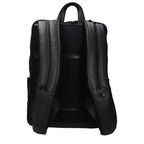 Black leather backpack by Piquadro featuring sleek design, sturdy straps, and multiple compartments for everyday use.