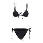 Kristina Ti black polyester bikini top with adjustable straps, featuring a sleek and modern design for swimwear fashion.
