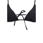 Kristina Ti black polyester bikini with triangle top and matching bottoms, ideal for swimwear and beachwear fashion.