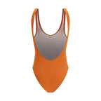 Kristina Ti orange polyamide one-piece swimsuit with a sleek design, featuring a high neckline and smooth fabric.