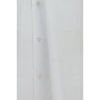 AlainPaul white cotton shirt with a classic collar and button-down front, displayed on a mannequin.