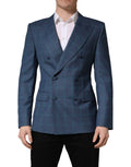 Dolce & Gabbana Blue Checked Double Breasted Men Suit Jacket - Eljoys Fashion 