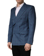 Dolce & Gabbana Blue Checked Double Breasted Men Suit Jacket - Eljoys Fashion 