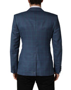 Dolce & Gabbana Blue Checked Double Breasted Men Suit Jacket - Eljoys Fashion 
