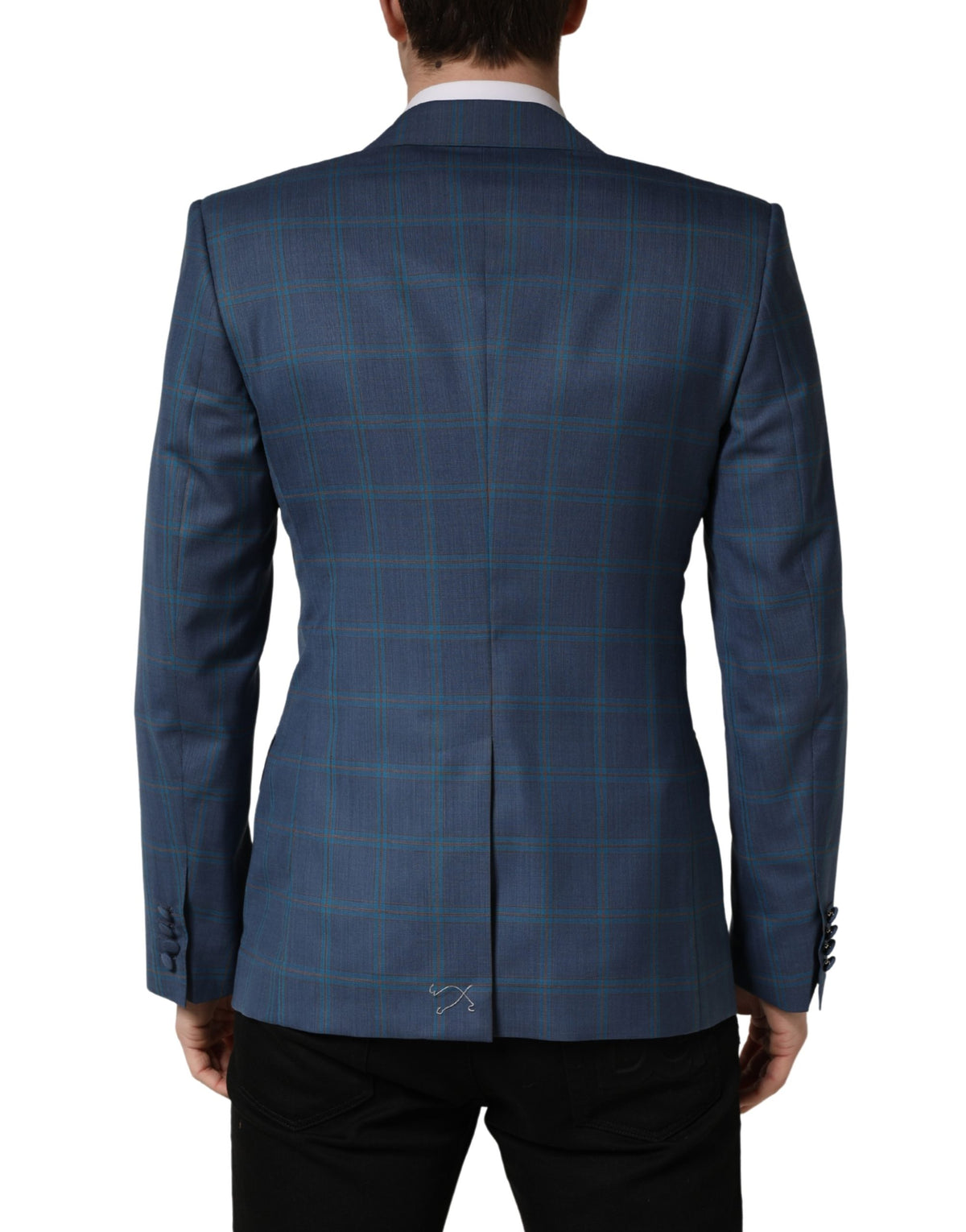 Dolce & Gabbana Blue Checked Double Breasted Men Suit Jacket - Eljoys Fashion 