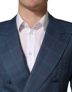Dolce & Gabbana Blue Checked Double Breasted Men Suit Jacket - Eljoys Fashion 