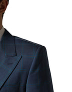 Dolce & Gabbana Blue Checked Double Breasted Men Suit Jacket - Eljoys Fashion 