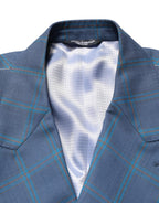 Dolce & Gabbana Blue Checked Double Breasted Men Suit Jacket - Eljoys Fashion 