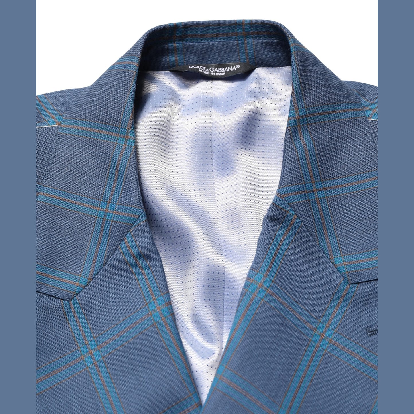 Dolce & Gabbana Blue Checked Double Breasted Men Suit Jacket