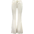 Desigual Bianco cotton female jeans showing classic fit and five-pocket design, made from comfortable white denim fabric.