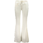 Desigual Bianco cotton female jeans showing classic fit and five-pocket design, made from comfortable white denim fabric.