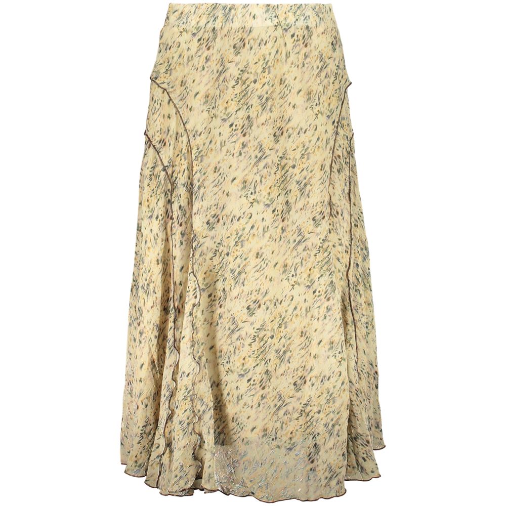 Beige polyester women's skirt by Desigual, featuring a stylish, flowy design with subtle texture and a comfortable fit.