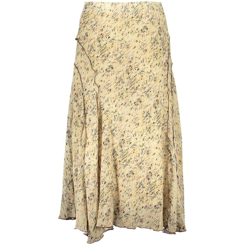 Desigual beige polyester women's skirt with a flowing design and subtle pattern, showcased on a plain background.