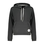 Black Converse women's cotton sweatshirt with a relaxed fit and crew neckline, shown on a plain background.