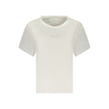 White cotton women’s T-shirt by Pepe Jeans, featuring a classic fit and short sleeves, displayed on a plain background.