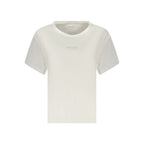White cotton women’s T-shirt by Pepe Jeans, featuring a classic fit and short sleeves, displayed on a plain background.