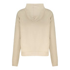 Beige Converse women's cotton hoodie with front pocket and drawstring hood, casual and comfortable for everyday wear.