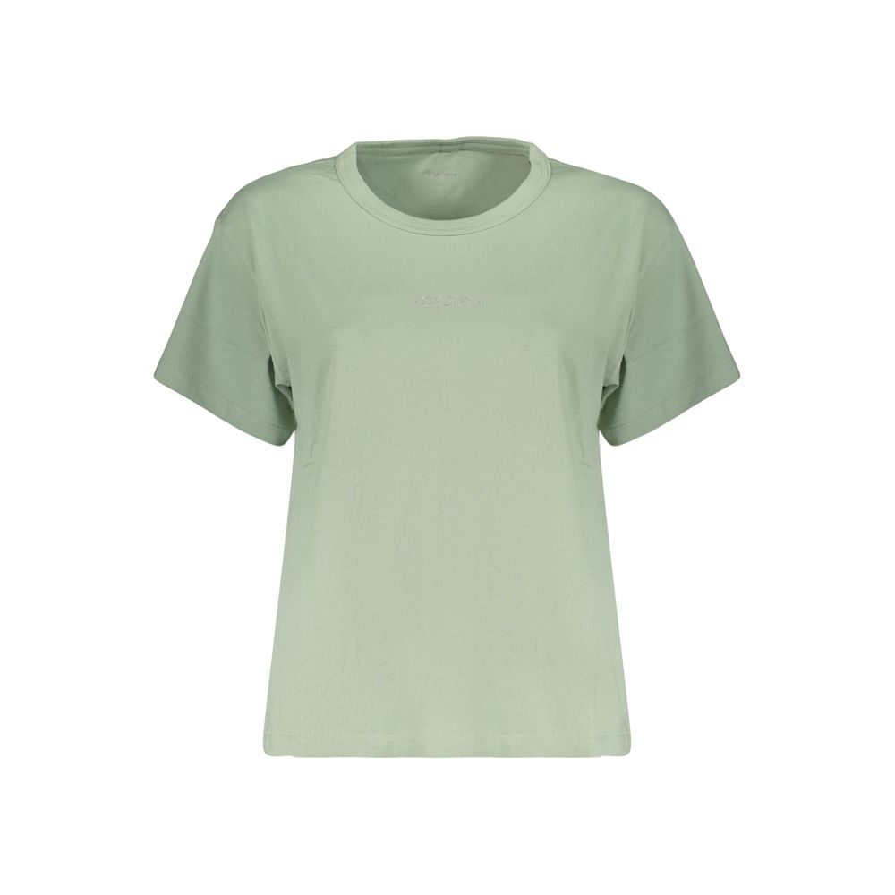 Pepe Jeans green cotton women's T-shirt with round neckline and short sleeves, casual and comfortable style.
