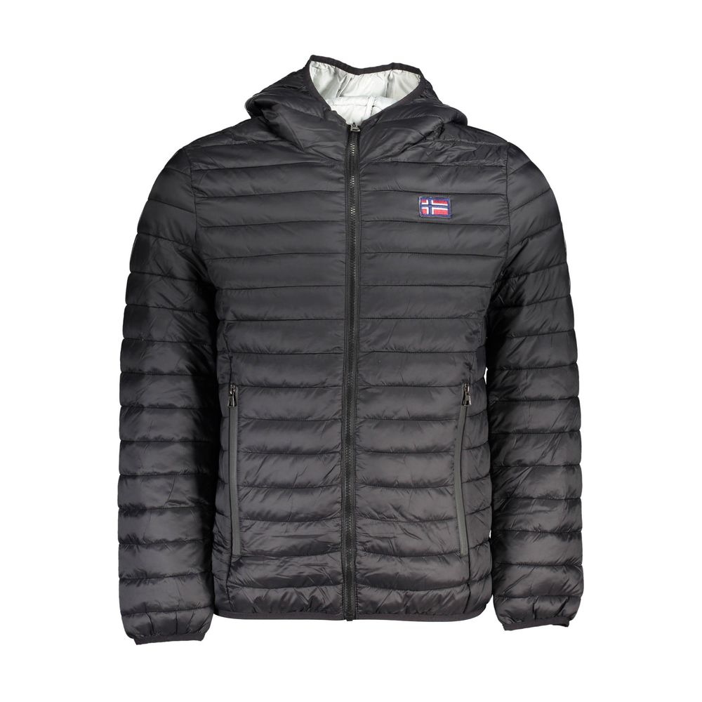 Norway 1963 black polyamide men's jacket with front zipper and stand collar, lightweight and stylish outerwear.